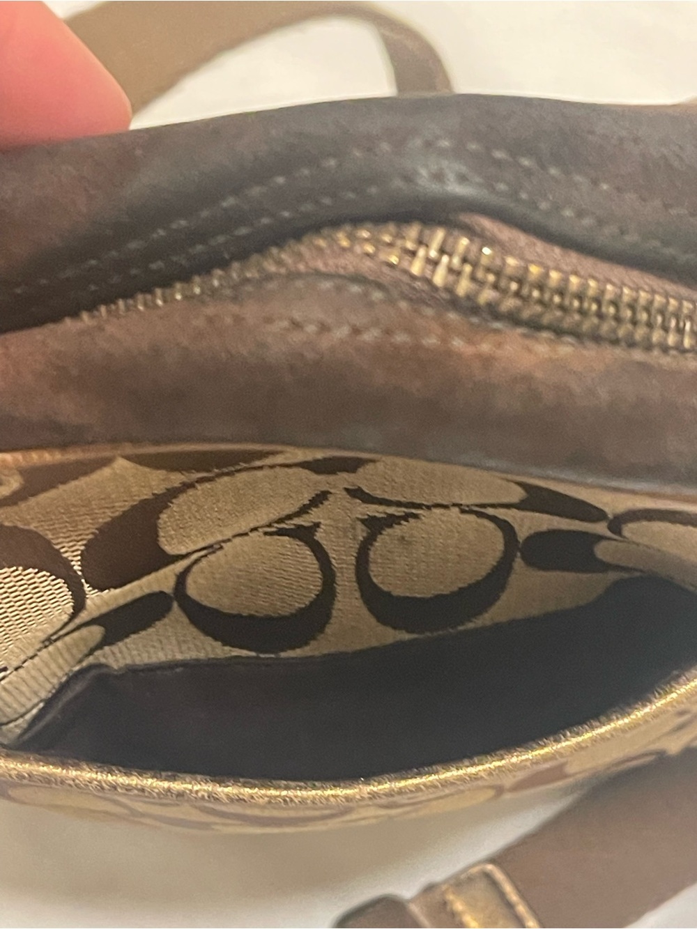 Coach Brown Signature Canvas & Metallic Leather Crossbody Bag - Picture 10 of 13